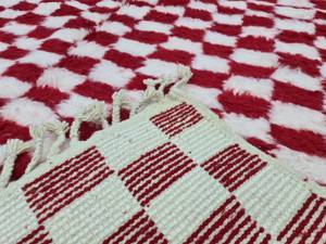 ชุดพรมพื้นที่ขนแกะสีขาวและสีแดงสไตล์โมร็อคกันชาวโมร็อกโกโบฮีเมียนสวยงาม - Product Image 4