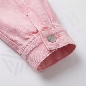 เสื้อแจ็คเก็ตเดนิมดิบผ้าฝ้ายสีสันปรับแต่งได้สไตล์ชิค สตรีทแวร์ ดีไซน์ติดกระดุมด้านหน้า คอปกคลาสสิก แฟชั่นทันสมัย - Product Image 6