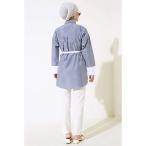 Chemise Rayée Manchette Blanche Bleu Marine - Product Image 4