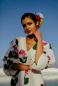 Vestido de fiesta largo con estilo de algodón hecho a mano indio, regalo de novia con estampado floral, vestido de moda personalizado para mujer, ropa de verano - Product Image 3