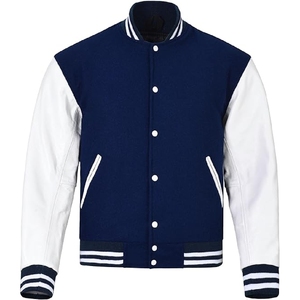 Veste de sport personnalisée coupe athlétique : style classique bleu marine et blanc, haute qualité - Product Image 1