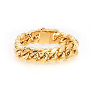 Bracelet cubain de 18 mm avec perle d'eau douce et diamant, bracelet tennis et breloque en or 14 carats plaqué or rose - Product Image 5