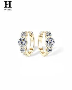 14K Gold Three-Stone Diamond Hoop <b>Earrings</b>, Luxury Fine Jewelry Manufacturer - Product Image 5