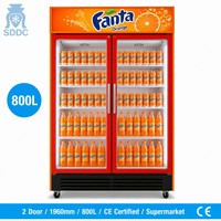 Réfrigérateur commercial vertical à refroidissement par air avec porte vitrée transparente pour boissons