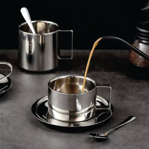 Suministros de Acero Inoxidable para Café, Té y Espresso, Tazas de Viaje Aisladas con Asa, Taza de Té de Doble Pared con Bandeja - Product Image 4