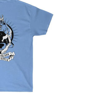 T-shirt à manches courtes en coton premium, col montant, couture durable, toucher doux, couleurs vibrantes, coupe vintage, tissu en sergé - Product Image 2