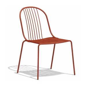 Chaise de jardin empilable moderne en métal avec accoudoirs, fauteuil de patio extérieur jaune gris - Product Image 3