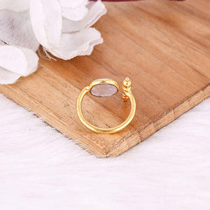 925แข็งเงินสเตอร์ลิงกลมโรสควอตซ์อัญมณีสีเหลืองชุบทองแหวนปรับได้ของขวัญสำหรับเพื่อนเจ้าสาว - Product Image 3