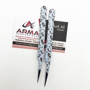 Prix de gros pince à épiler d'extension de cils en acier inoxydable cils naturels droits enduits de papier bleu durable pointus - Product Image 4