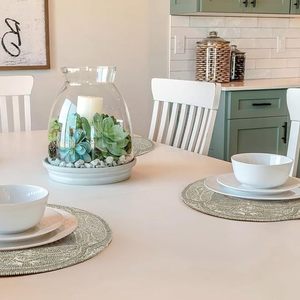 Handcrafted <b>Round</b> Beaded <b>Placemats</b> for Dining Table Wedding Christmas Decoration Family Gathering Parties - Product Image 1