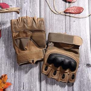 ถุงมือครึ่งนิ้วสำหรับขับขี่รถจักรยานยนต์ถุงมือหนังแบบระบายอากาศได้ดีเสริมความแข็งแรง - Product Image 6