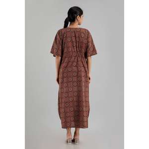 Tallas libres Multicolor Estampado floral Algodón puro Kaftan Maxi Vestido étnico Elegante Bohemio Hasta el suelo Vestido de noche Hasta el suelo - Product Image 3