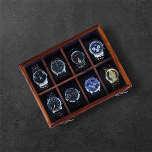 กล่องใส่นาฬิกาหนังลายไม้วอลนัท 12 ช่อง สีน้ำตาลสดใส ผ้ากำมะหยี่ ขายส่ง กล่องนาฬิกาหนัง PU ลายไม้สไตล์วินเทจสั่งทำได้ - Product Image 4