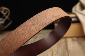 Ceinture de taille unisexe en cuir véritable de luxe de marque personnalisée avec boucle en acier en cuir de vache vintage - Product Image 5