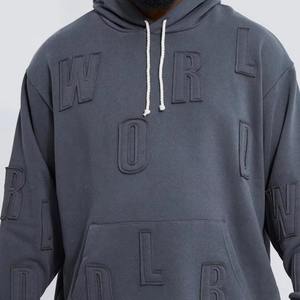Applique personnalisée Patch sweat à capuche hommes en détresse lavage à l'acide pull surdimensionné 100% coton poids lourd goutte épaule Style - Product Image 6