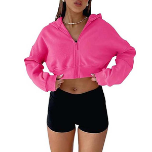 Top corto de algodón transpirable de talla grande para mujer con capucha, nuevo estilo, sudaderas de invierno para correr y entrenar al aire libre - Product Image 6