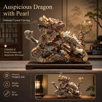 Vente en gros de perles de cristal naturel sculptées en forme de dragon porte-bonheur, décoration en cristal pour le bonheur et la prospérité, artisanat poli