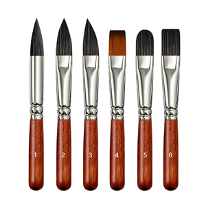 Ensemble de 6 mini-pinceaux de voyage personnalisés à manche court en nylon pour aquarelle et gouache, pour la vente en gros - Product Image 1