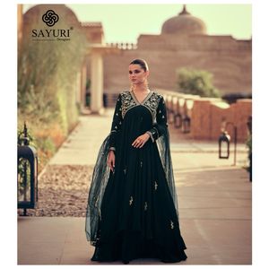 Dernière Designer Faux Georgette Broderie Séquence Travail Anarkali Robe Par Fab Zone - Product Image 3