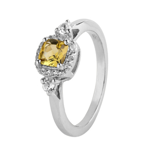 Shah Gems Women's 925 Sterling <b>Silver</b> <b>Statement</b> <b>Ring</b> Natural Citrine and White Topaz Fine Jewelry for Engagement - Product Image 1