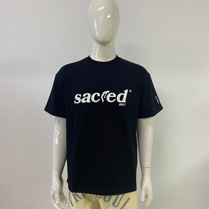 เสื้อยืดวินเทจโอเวอร์ไซส์สำหรับผู้ชายเสื้อยืดผ้าฝ้าย100% ทรงหลวมสีดำพิมพ์ลายแบบกำหนดเองเสื้อยืดแขนสั้นสำหรับผู้ชาย - Product Image 1