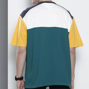 เสื้อยืดบล็อกสีผ้าฝ้าย100% สำหรับผู้ชายเสื้อยืดครึ่งแขนฤดูร้อนสวมใส่สบายระบายอากาศได้ดีฤดูร้อน - Product Image 2