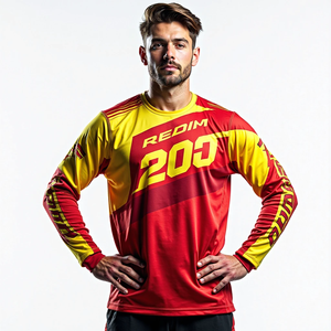 Camiseta de Carreras para Hombre, Motocross, Manga Larga, Ajuste Personalizado, Transpirable y Resistente al Viento, Diseño Sublimado para Ciclismo y Deportes Extremos - Product Image 1