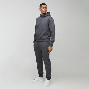 Haute qualité 100% coton personnalisé survêtements deux pièces surdimensionné hommes à capuche surdimensionné sérigraphie respirant survêtement pour hommes - Product Image 1