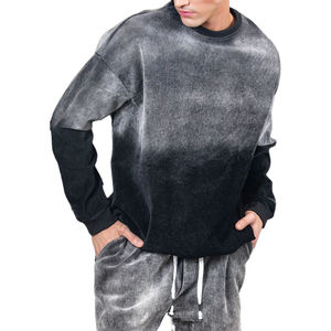 OEM Custom Men's Two-Piece Heavyweight Sweatsuit <b>Set</b> Distressed <b>Embroidery</b> Patch Sweatpants and Acid Wash Hoodie <b>Sets</b> - Product Image 3