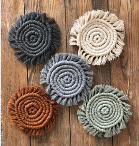 Sous-verres ronds en macramé-Lot de 2 - Product Image 4