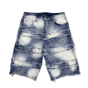 Pantalones cortos de mezclilla rasgados para hombre de nuevo estilo hechos de algodón 100% para el verano con un diseño personalizado y pantalones cortos de mezclilla de verano informales con estampado DTG - Product Image 1