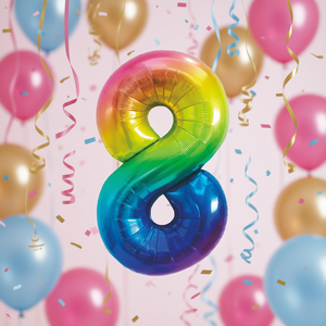 Globo de Fiesta con Número 8 Multicolor de Doble Cara de 1M, Decoraciones para Fiestas - Product Image 3