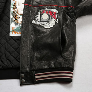 Venta al por mayor directo de fábrica OEM logotipo personalizado chaqueta de cuero motocicleta de los hombres de encargo NASCAR Racing Varsity Letterman chaqueta - Product Image 6