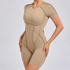 Ropa de Yoga de una pieza de línea estereoscópica, mono sin espalda para mujer, pantalones cortos de gimnasio para mujer, ropa deportiva, traje deportivo para mujer - Product Image 4