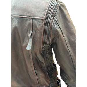 Veste boomber en cuir décontractée pour motocycliste avec col rabattu et design personnalisé OEM ODM personnalisée tendance et élégante avec logo personnalisé pour hommes - Product Image 6