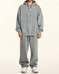 Conjunto de Sudadera con Capucha y Pantalones Deportivos de Franela de Algodón de 330 Gramos de Alta Calidad para Hombre, con Logotipo Personalizado OEM, Informal, para Invierno - Product Image 2