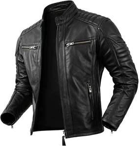 Veste mi-longue en cuir pour hommes manteau chaud avec col en fourrure hiver en gros - Product Image 1