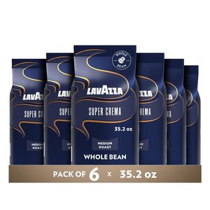 Café en grains entiers Lavazza Super Crema, torréfaction moyenne pour expresso, mélange Arabica et Robusta, sac de 2,2 lb (lot de 6) - Product Image 6