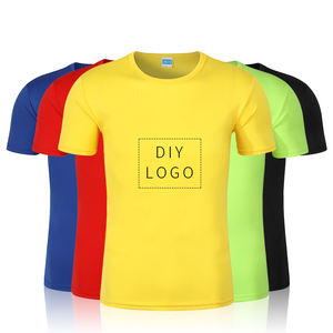 Sudadera con estampado de logotipo personalizado, camisetas de secado rápido para hombre, Camiseta deportiva de manga corta con cuello redondo de 100% poliéster para hombre - Product Image 6