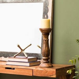 Portavelas de madera dorada para el hogar para decoración navideña Pulido con tema de amor Alta calidad Comparar portavelas de madera - Product Image 3