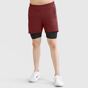 2025 Summer Double <b>Layer</b> Men's Sports Shorts Custom Gym Shorts for Yoga & Running Loose Casual Comfort Solid Pattern Wholesale - Product Image 1