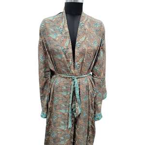 Vestido Largo Tipo Kaftan Vintage para Mujer, Tejido Suave de Seda Sari, Estilo Casual y Elegante - Product Image 6