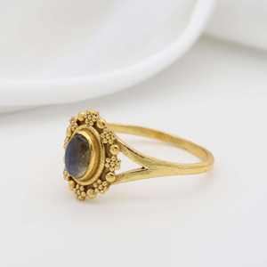 Anillo de Latón chapado en oro a la moda al por mayor, piedra preciosa labradorita, joyería de diseñador de flores a la moda, compromiso de aniversario para mujer - Product Image 6