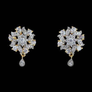 Boucles d'oreilles American Diamond - Or et Argent - Product Image 1