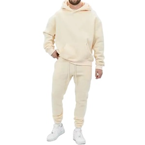 Ensemble sweat à capuche uni et jogging de qualité Ensemble de survêtements d'hiver pour hommes en polaire technique - Product Image 1