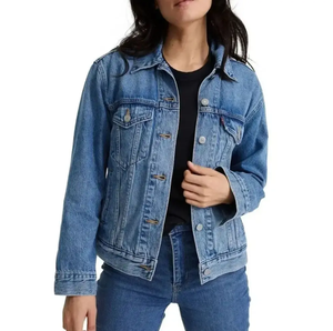 OEM Venta caliente Barato al por mayor de las señoras Chaquetas de mezclilla Diseños hechos a medida Mujeres Clásico Casual Stretch Fit Denim Jean Jacket - Product Image 6