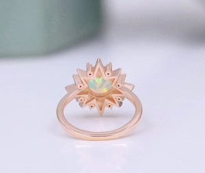 Anillo de oro rosa de ópalo etíope Vintage para mujer, alianzas de boda de compromiso de Plata de Ley 925, joyería elegante para favores de fiesta - Product Image 6