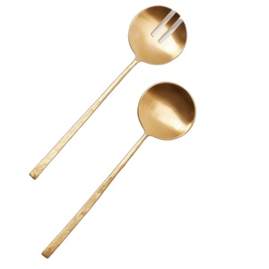 Ensemble d'argenterie moderne en acier inoxydable de haute qualité Ensemble d'ustensiles de service rustiques argentés de luxe avec longue poignée en relief - Product Image 3