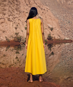 Robes longues pour femmes en lin 100% tissé uni teint naturel décontracté sans manches longueur cheville ample col en V - Product Image 2