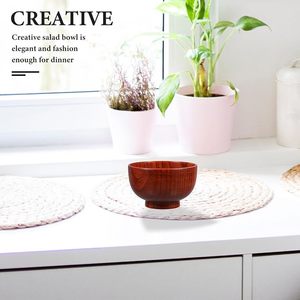 Bol à salade rond en bois 9X6.5CM Bassin à couverts Bol à fruits pour collations Desserts Bol de service en bois pour servir des desserts Salades - Product Image 4